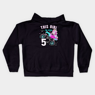 Monster Truck Unicorn Girls 5Th Birthday Daughter Kids Hoodie